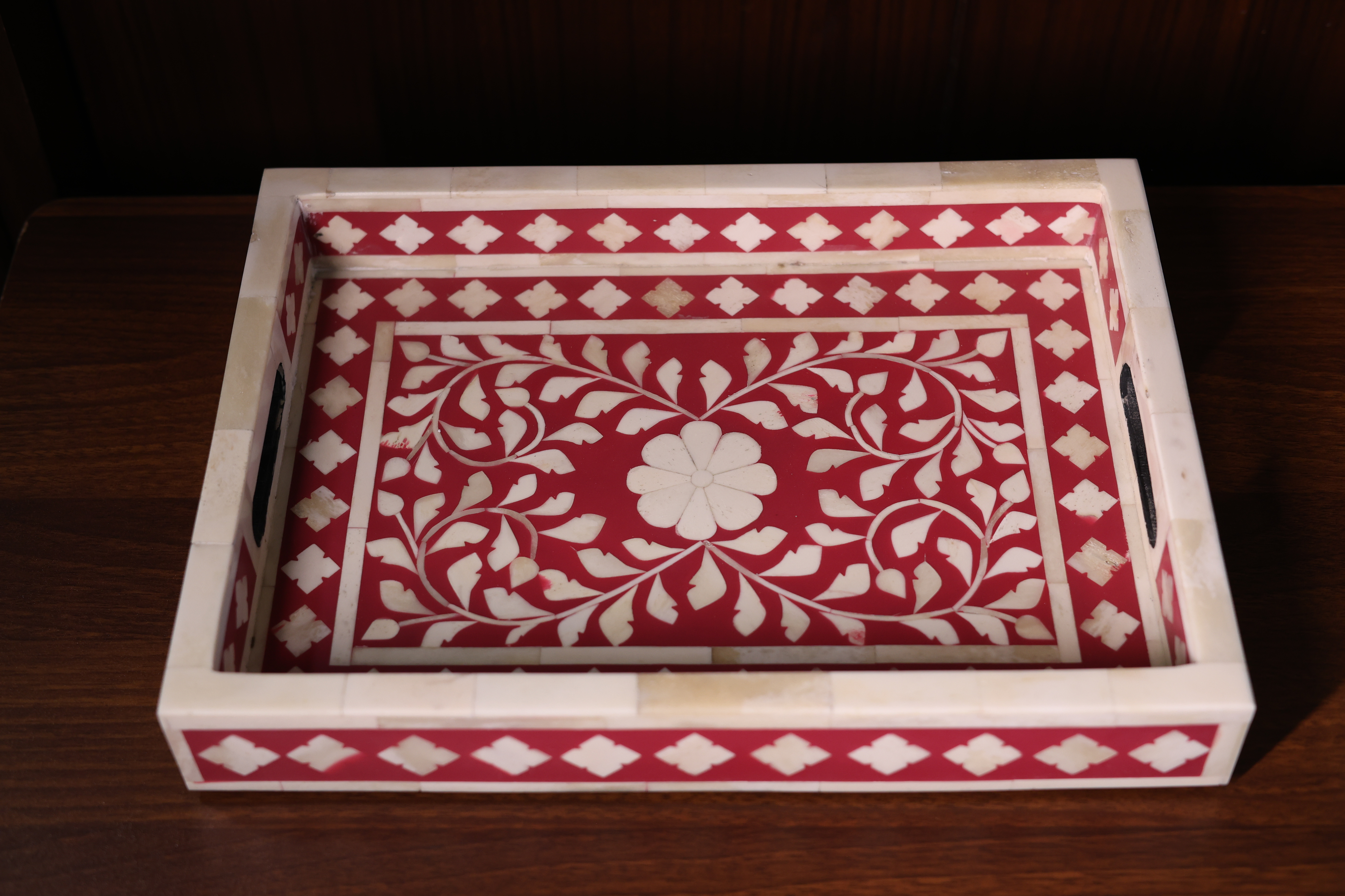 Heritage Floral Red Tray